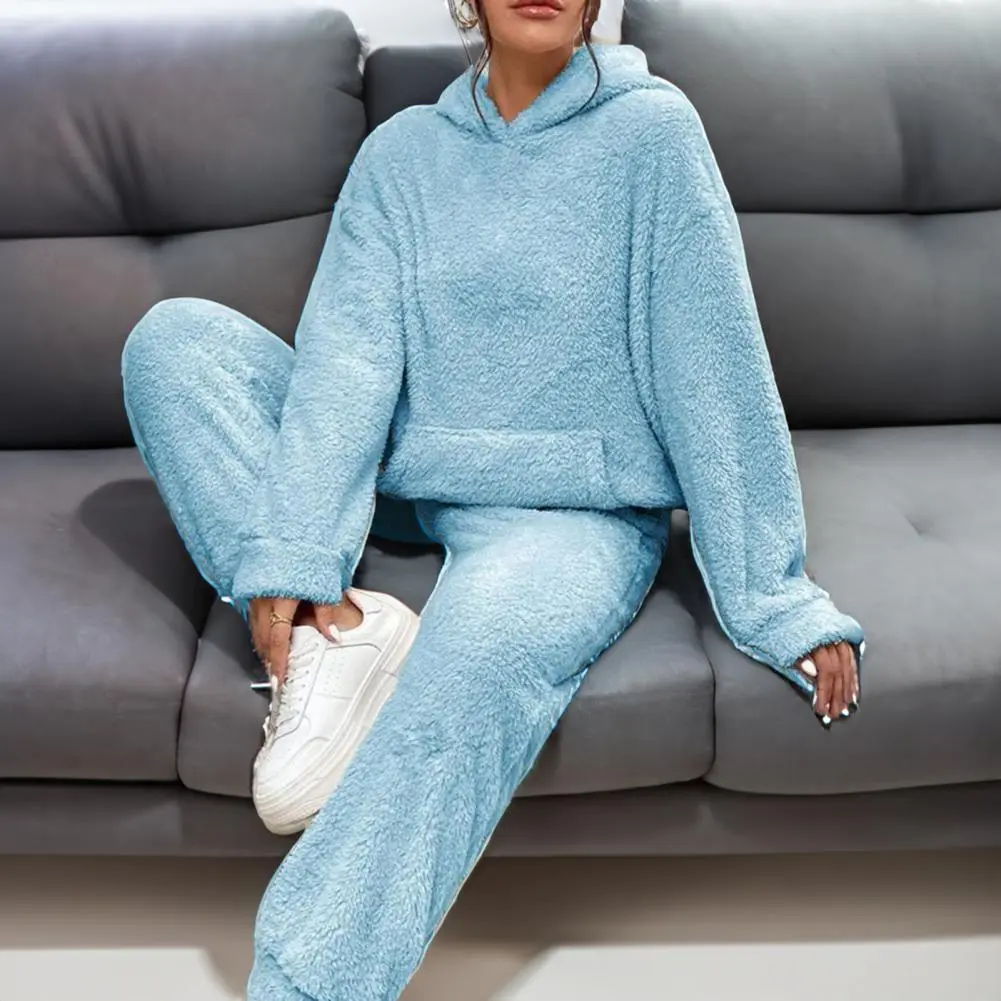 Flannel Pajamas Women Warm Plus Thicken Velvet Solid Casual Home Pants in Autumn Winter Fashion Pajamas