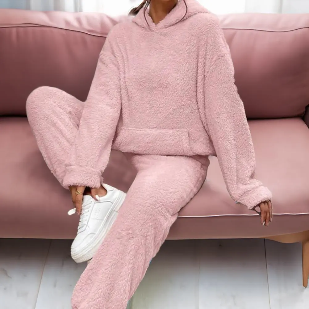 Flannel Pajamas Women Warm Plus Thicken Velvet Solid Casual Home Pants in Autumn Winter Fashion Pajamas
