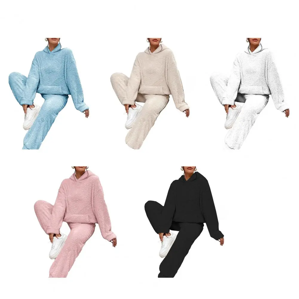 Flannel Pajamas Women Warm Plus Thicken Velvet Solid Casual Home Pants in Autumn Winter Fashion Pajamas