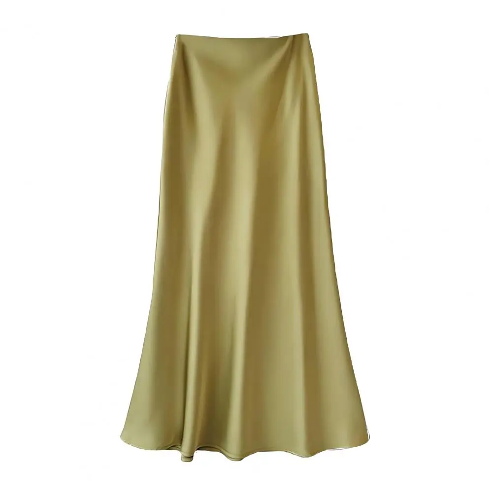 Loose Cut Skirt Elegant Women's Fishtail Skirt High Waist A-line Long Skirt in Solid Color Figure-flattering Comfortable for All