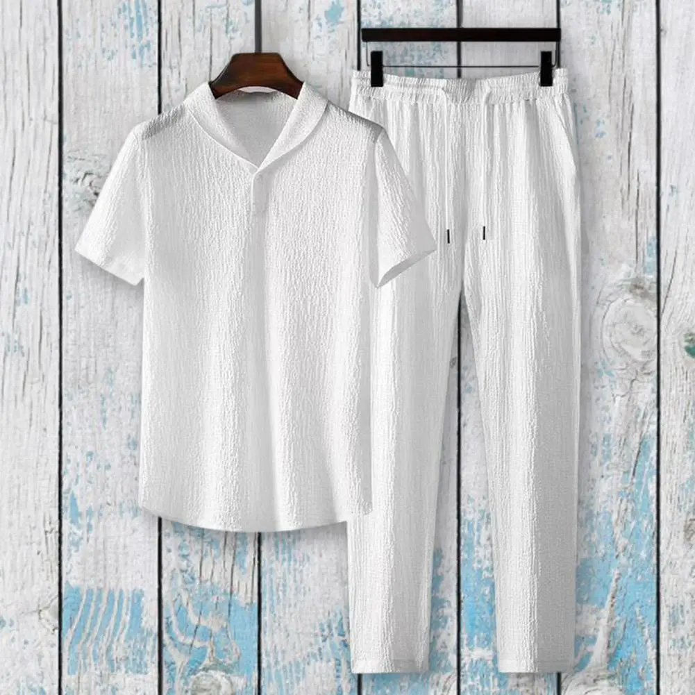 (Shirt + Trousers)2025 Summer Men Fashion Classic Shirt Men's Business Casual Fashion Shirts Men A Set Of Clothes Size M-4XL