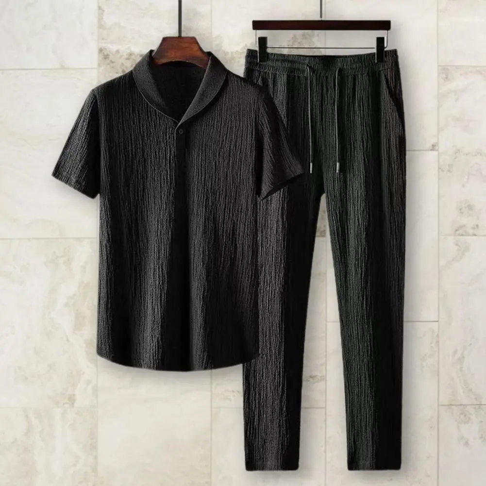 (Shirt + Trousers)2025 Summer Men Fashion Classic Shirt Men's Business Casual Fashion Shirts Men A Set Of Clothes Size M-4XL