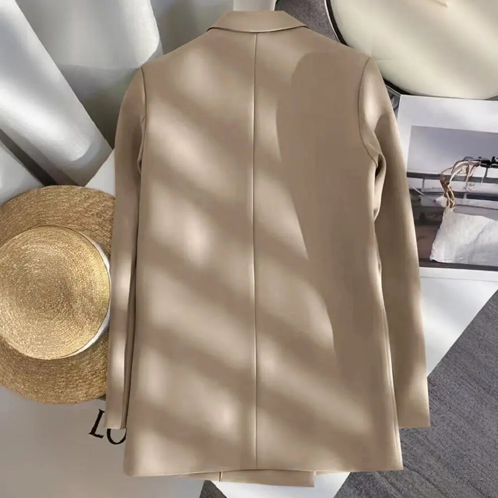 Business Cardigan Elegant Women's Double-breasted Suit Coat with Lapel Long Sleeve Casual Cardigan Jacket Versatile Solid for A