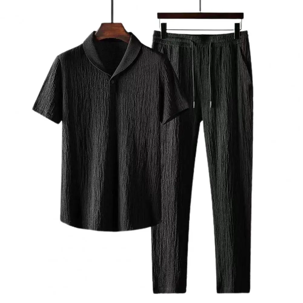 (Shirt + Trousers)2025 Summer Men Fashion Classic Shirt Men's Business Casual Fashion Shirts Men A Set Of Clothes Size M-4XL