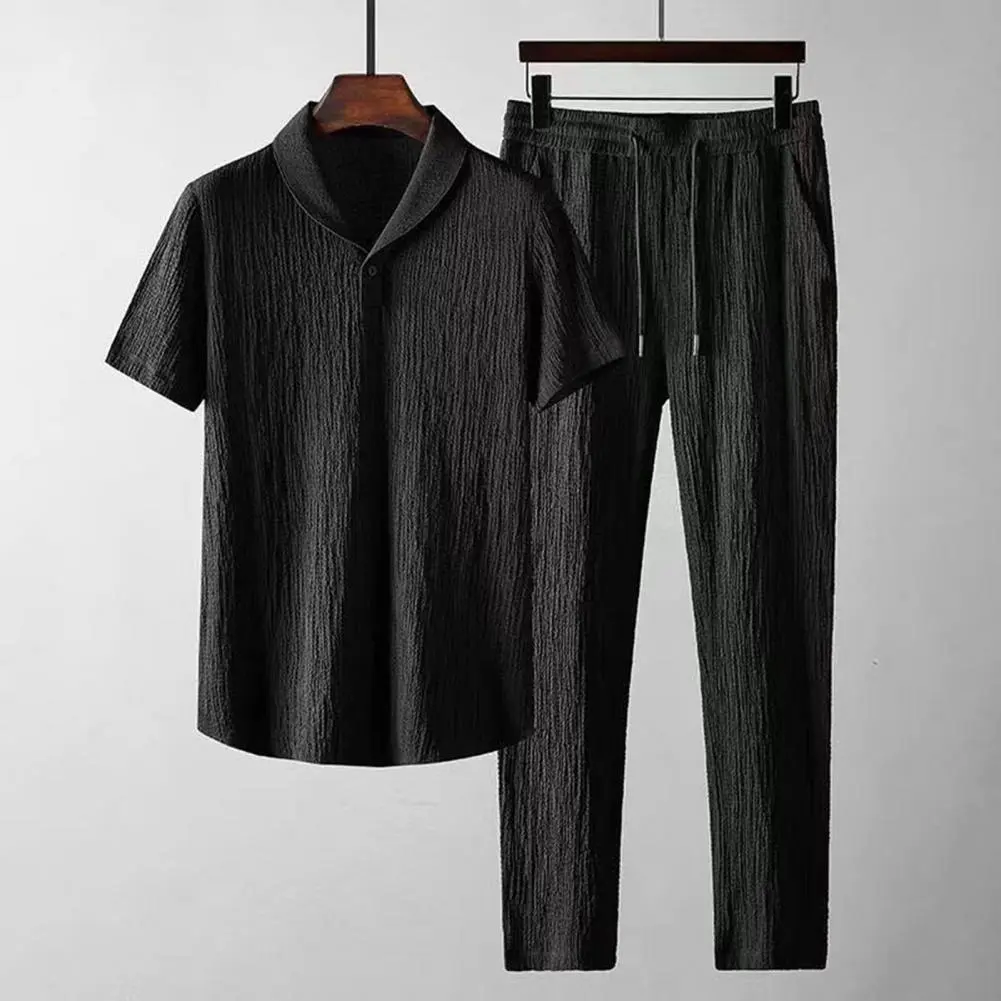 (Shirt + Trousers)2025 Summer Men Fashion Classic Shirt Men's Business Casual Fashion Shirts Men A Set Of Clothes Size M-4XL