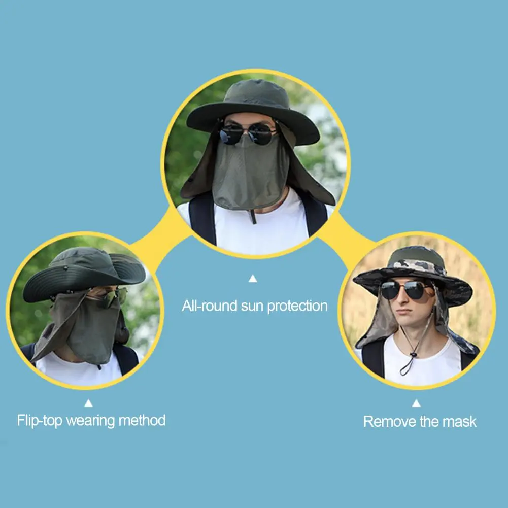 Uv Protection Sun Hat Outdoor Sun Hat with Windproof Rope 360-degree Sunshade System Face Guard Shawl for Ultimate for Outdoor