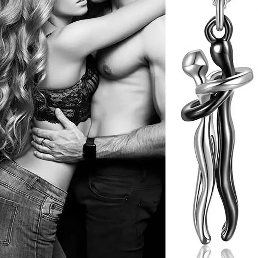 Love  Chic Portable Unisex Couple Pendant Jewelry Couple Necklace Hugging   for Women and Men