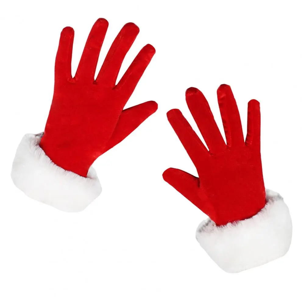 Christmas Style Gloves Winter Christmas Gloves with Plush Trim for Santa Claus Cosplay Warm Windproof Performance for Festive