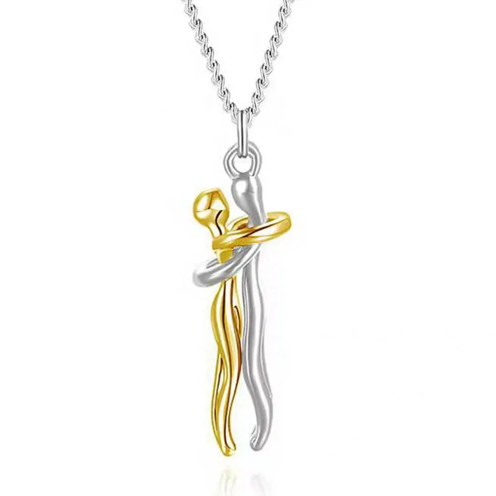 Love  Chic Portable Unisex Couple Pendant Jewelry Couple Necklace Hugging   for Women and Men
