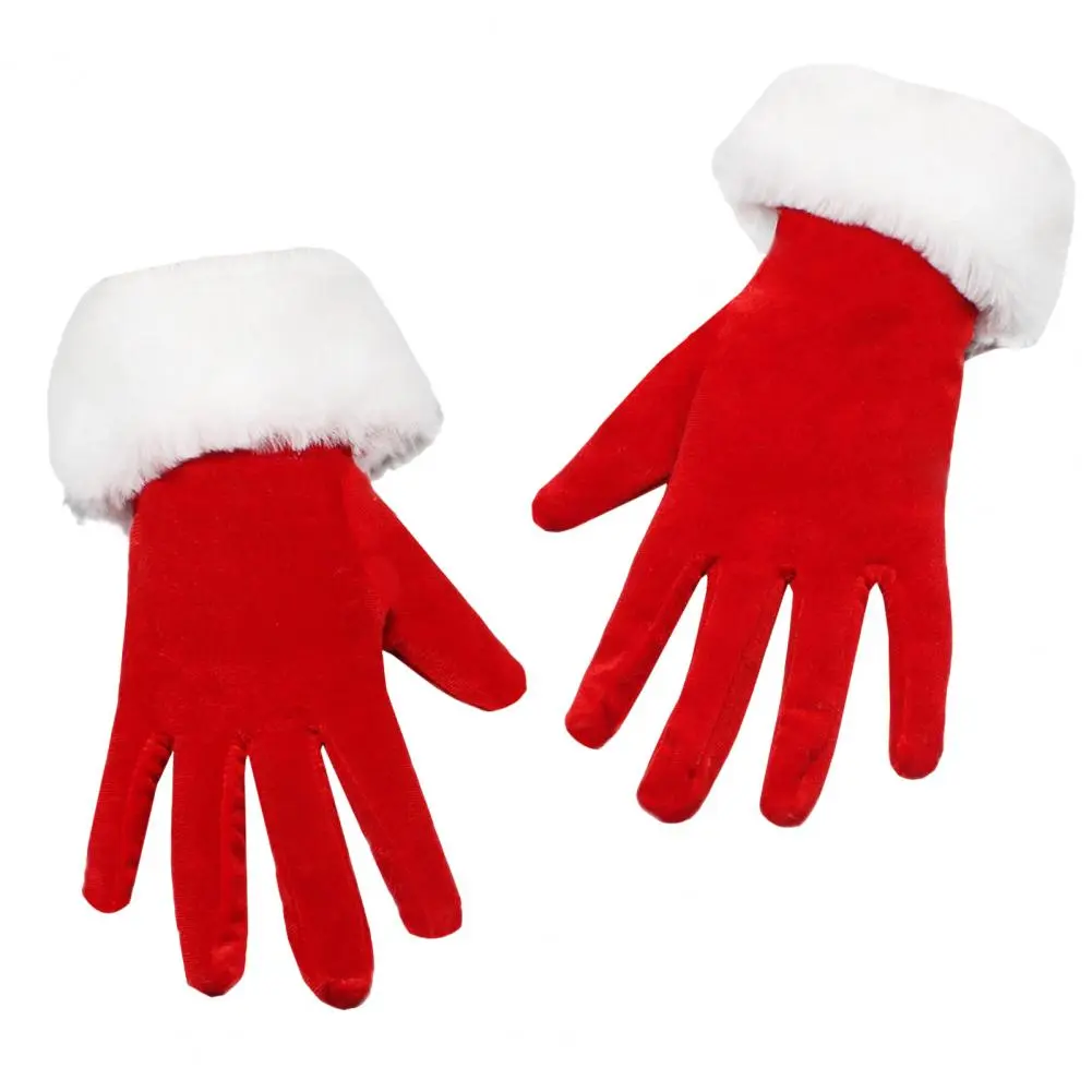 Christmas Style Gloves Winter Christmas Gloves with Plush Trim for Santa Claus Cosplay Warm Windproof Performance for Festive