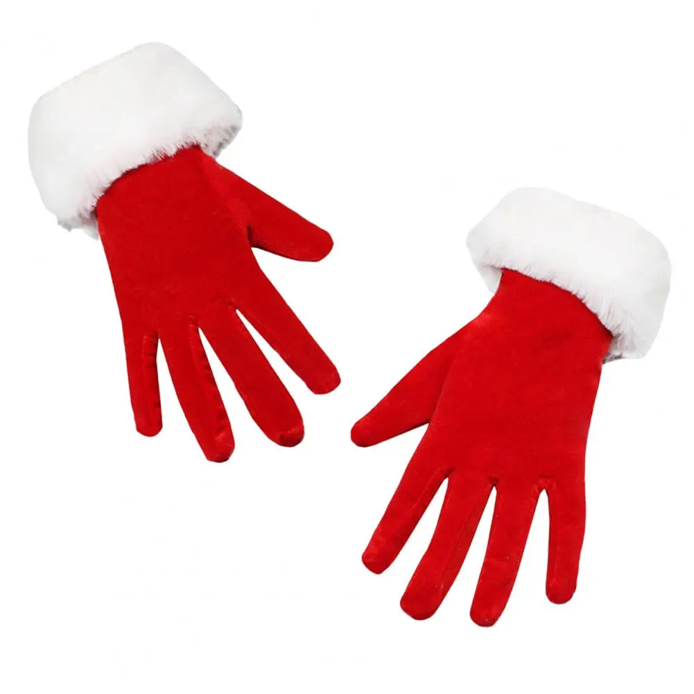 Christmas Style Gloves Winter Christmas Gloves with Plush Trim for Santa Claus Cosplay Warm Windproof Performance for Festive