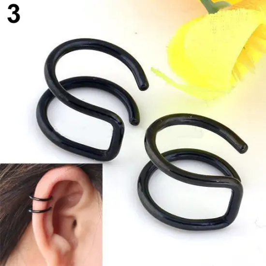 Stainless Steel Clip Earrings 2-Row Fake Cartilage Ear Nose Lip Cuff Clip On Earrings Gift aretes de mujer серьги женские