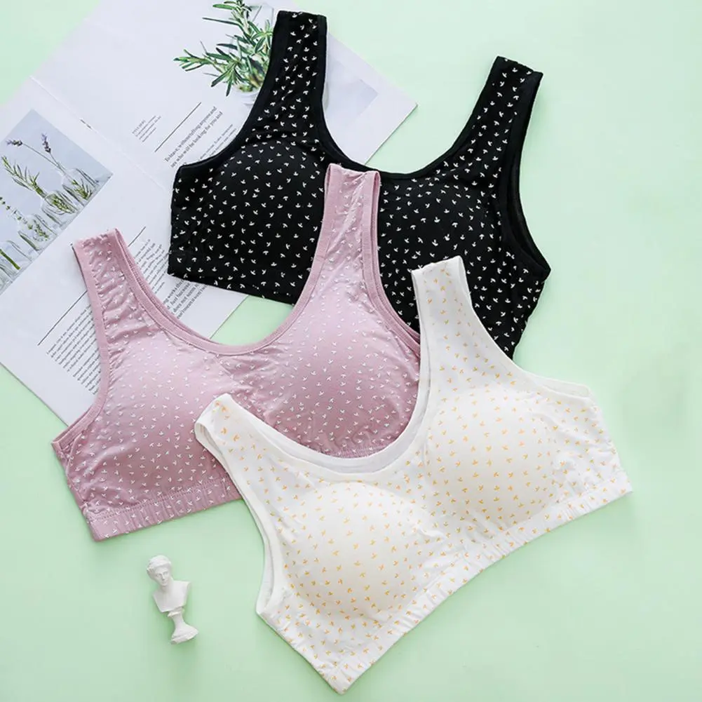 Women's Bra Solid Color Comfortable Wide Shoulder Straps Skin Friendly Breathable Girls' Teenagers' Underwear Training Bra