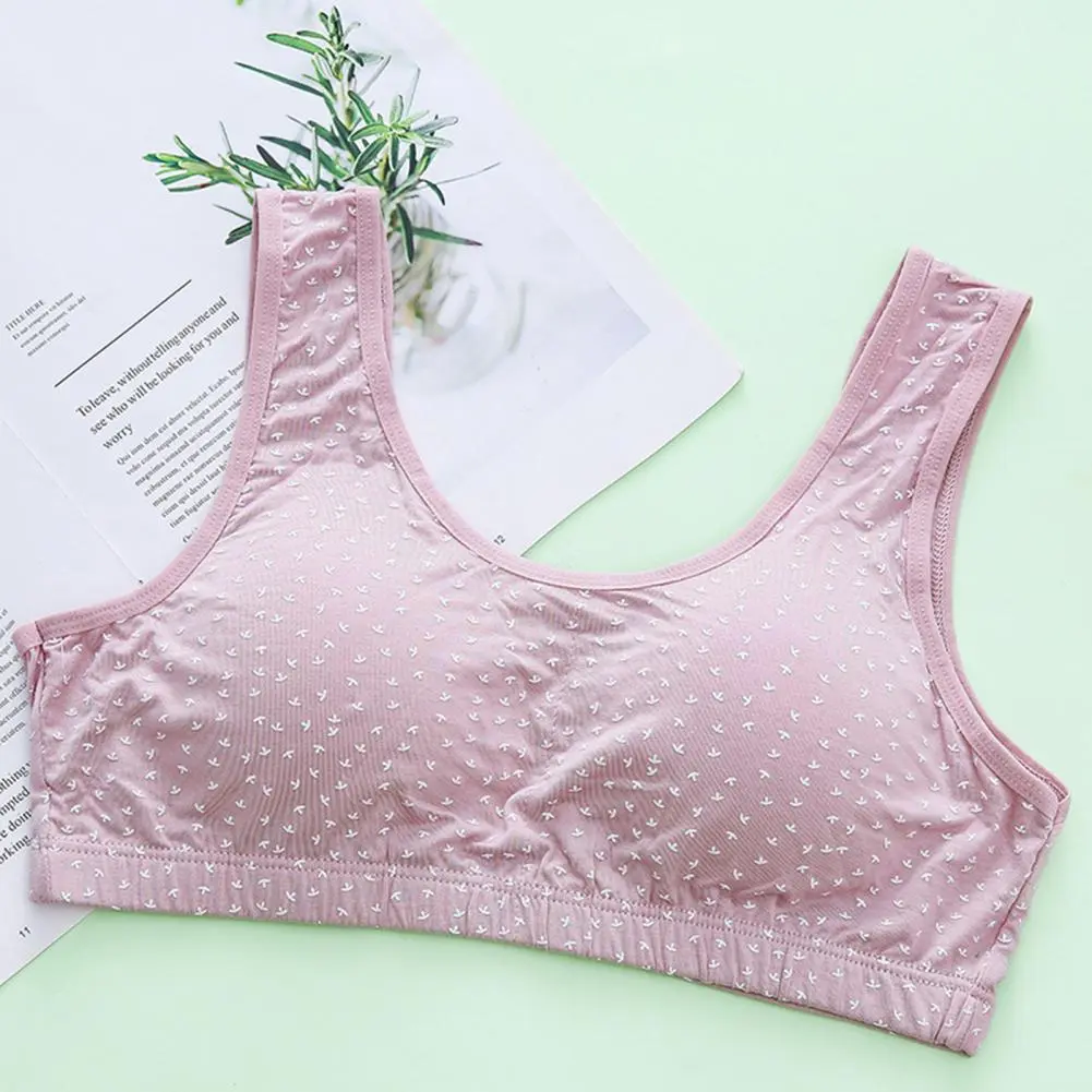 Women's Bra Solid Color Comfortable Wide Shoulder Straps Skin Friendly Breathable Girls' Teenagers' Underwear Training Bra