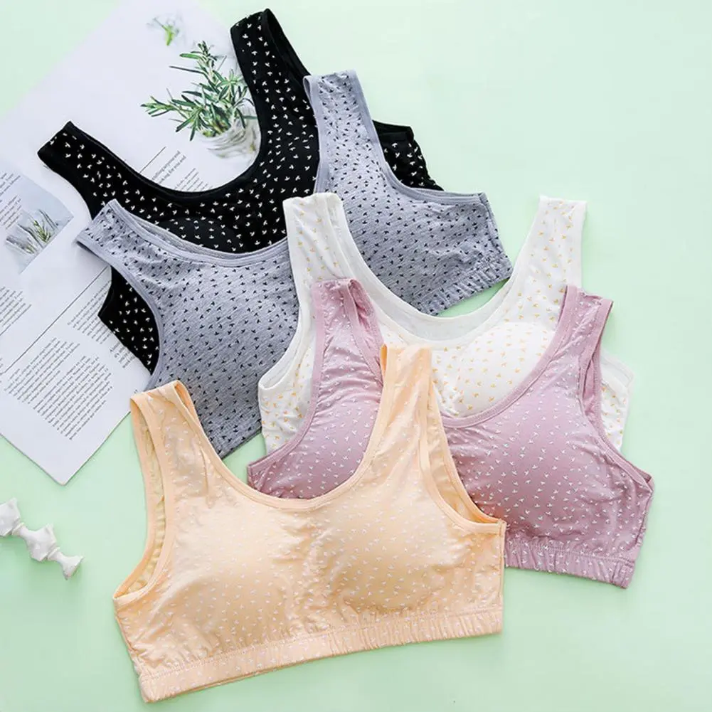 Women's Bra Solid Color Comfortable Wide Shoulder Straps Skin Friendly Breathable Girls' Teenagers' Underwear Training Bra