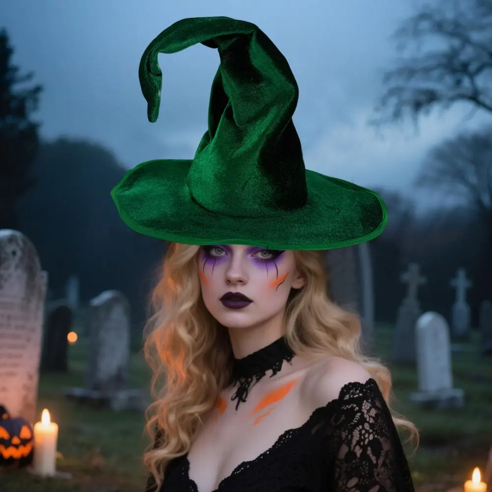 Masquerade Witch Hat Velvet Witch Hat for Halloween Decor Stage Shows Festive Ambience Enhancer Versatile Accessory for A Spooky