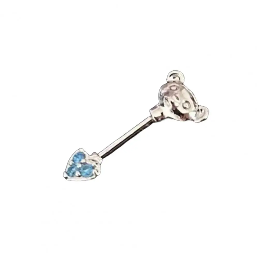 Club Earrings Cartoon Bear Heart Shape Cubic Zirconia Stud Earrings for Club Parties Shiny Cartilage Earrings Nose Ring Set