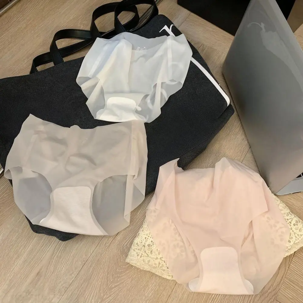 Seamless Silk Underwear Ultral Thin Women Panties Sexy High Elastic Invisible Briefs Soft Underpants Lingerie
