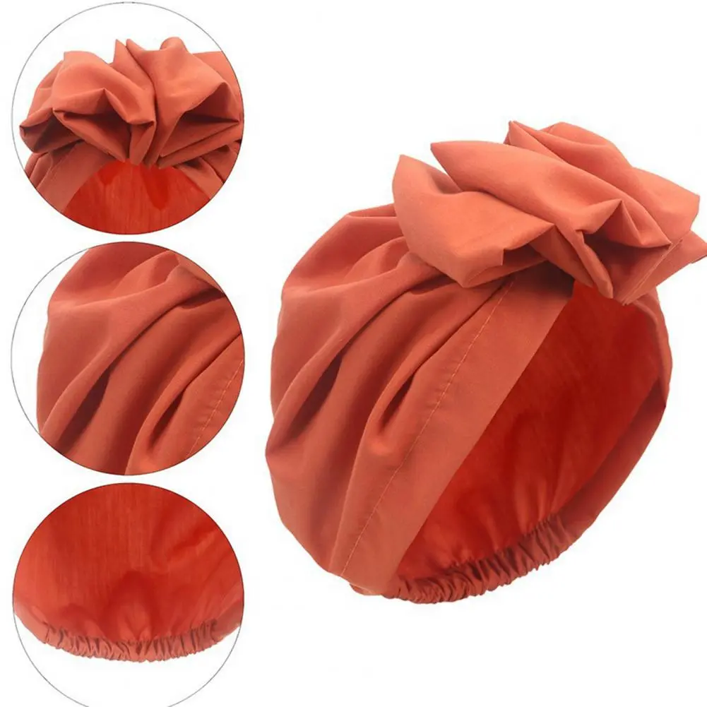 Retro Style Hat Stylish Retro Turban Hat with Flower Decor Solid Color Breathable Wind-proof Design for Women Wear Accessory