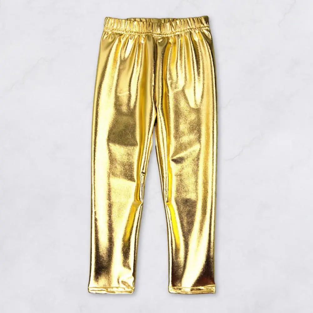 Children Girls Leggings Shiny Gold Silver Long Boys Punk Pants Autumn Spring Kids Pants Leggins