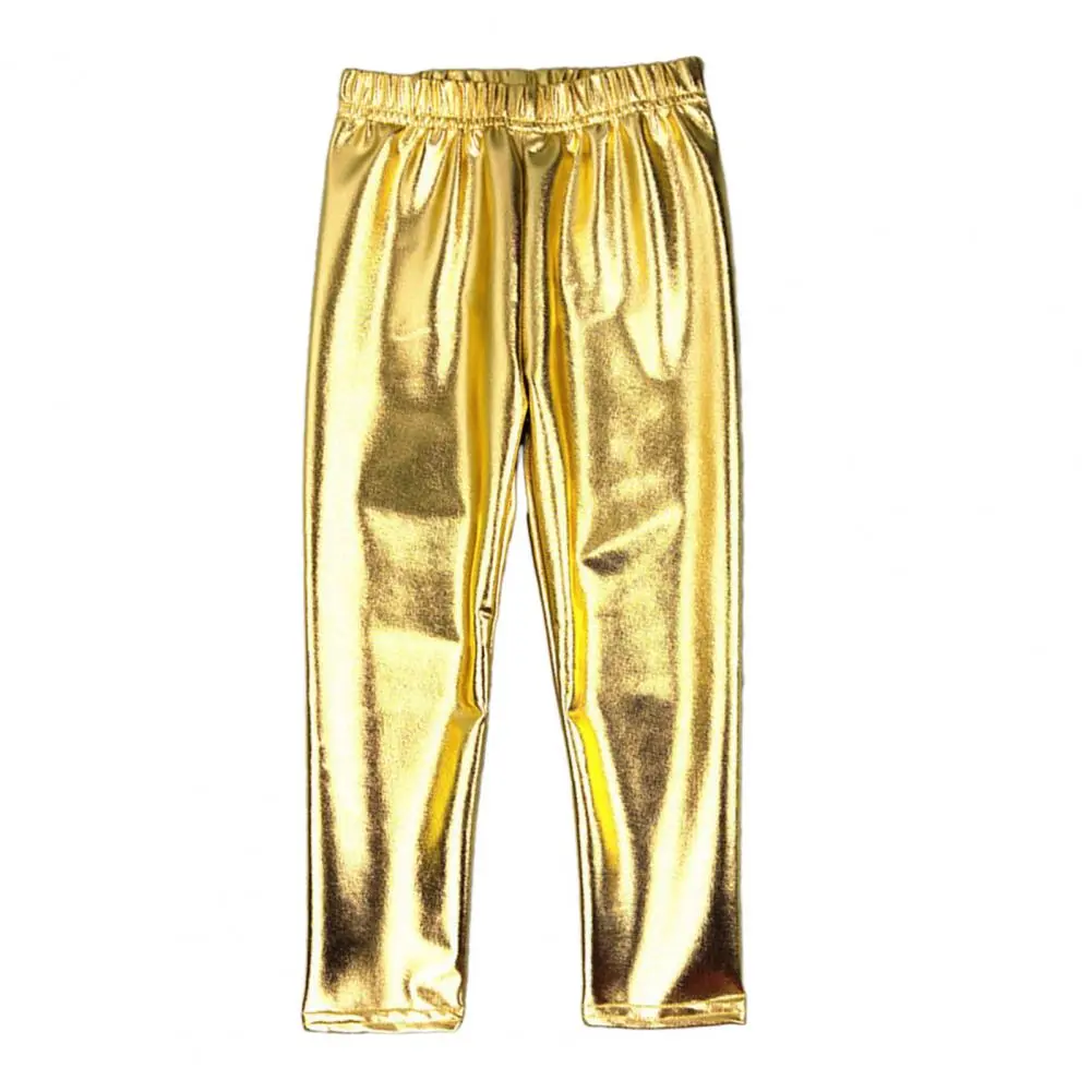 Children Girls Leggings Shiny Gold Silver Long Boys Punk Pants Autumn Spring Kids Pants Leggins