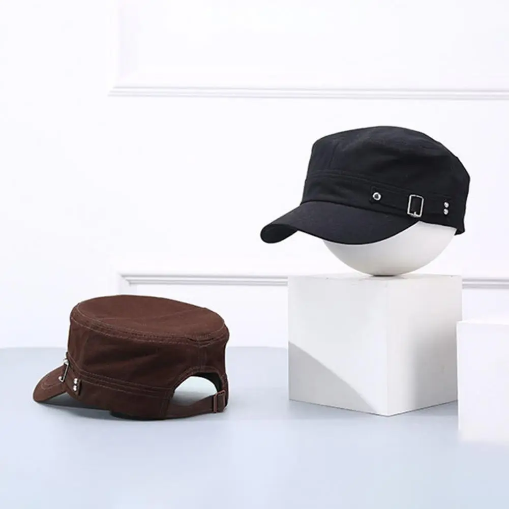 Adjustable Back Hat Vintage Washed Cotton Cadet Cap for Men Women Adjustable Baseball Cap with Buckle Solid Black Dad for Summer