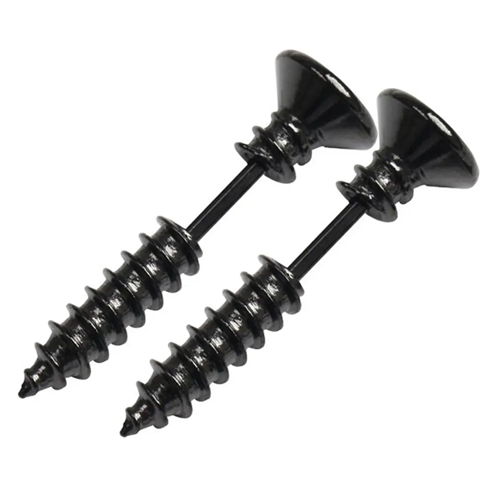 2Pcs Women Men Earrings Stainless Steel Piercing Nail Screw Stud Earrings Punk Rock Helix Ear Piercings Spiral Jewelry