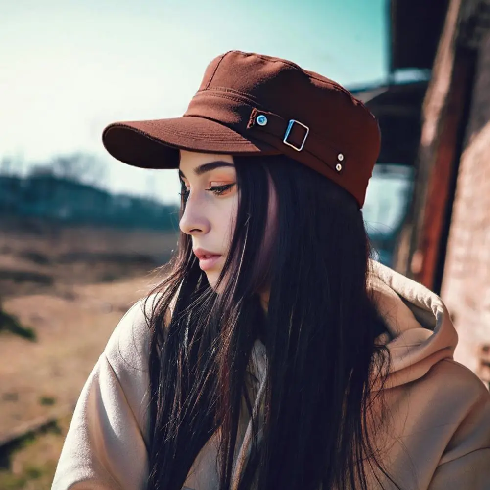 Adjustable Back Hat Vintage Washed Cotton Cadet Cap for Men Women Adjustable Baseball Cap with Buckle Solid Black Dad for Summer