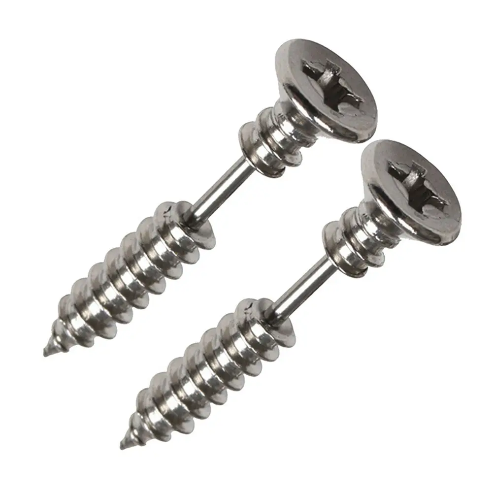 2Pcs Women Men Earrings Stainless Steel Piercing Nail Screw Stud Earrings Punk Rock Helix Ear Piercings Spiral Jewelry