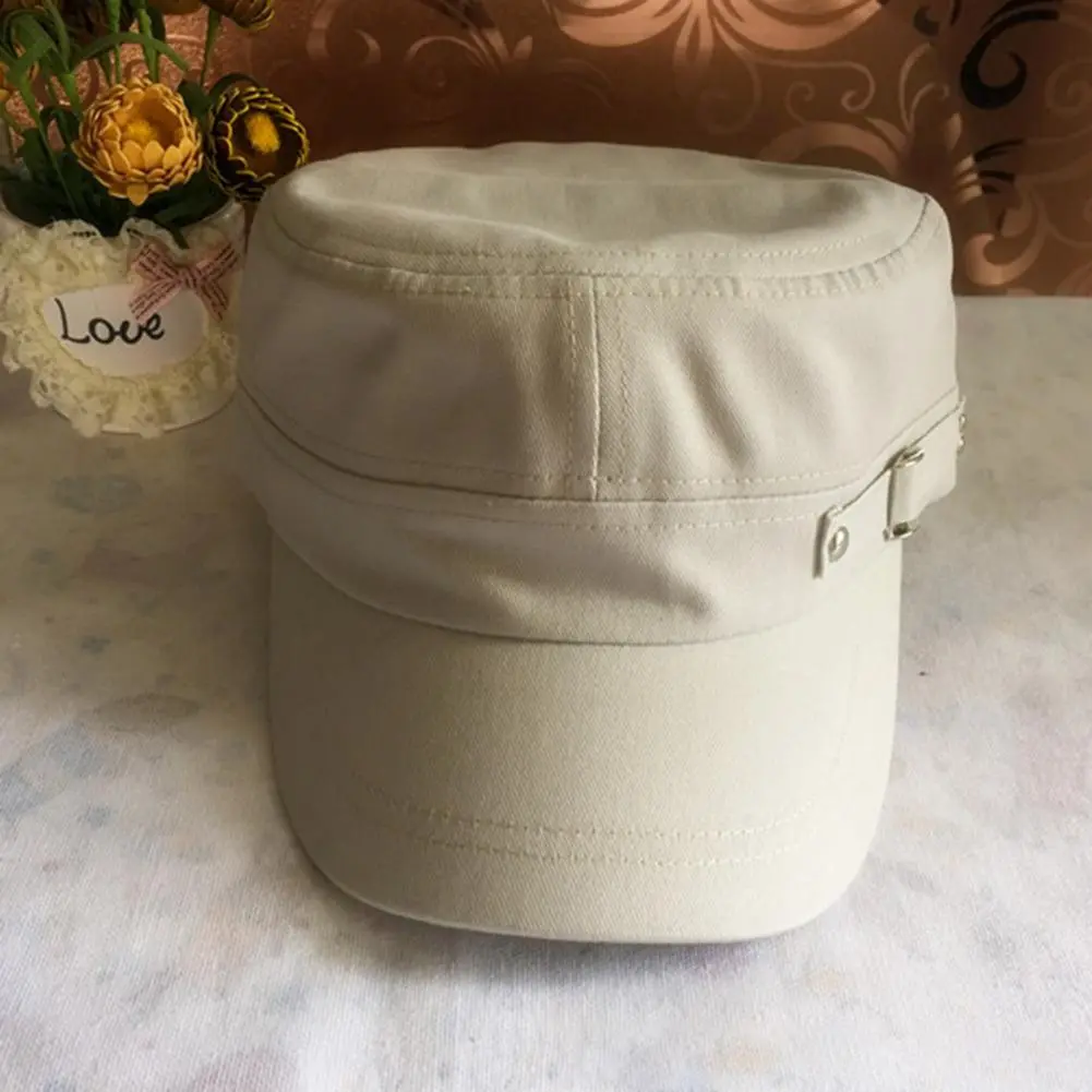 Adjustable Back Hat Vintage Washed Cotton Cadet Cap for Men Women Adjustable Baseball Cap with Buckle Solid Black Dad for Summer