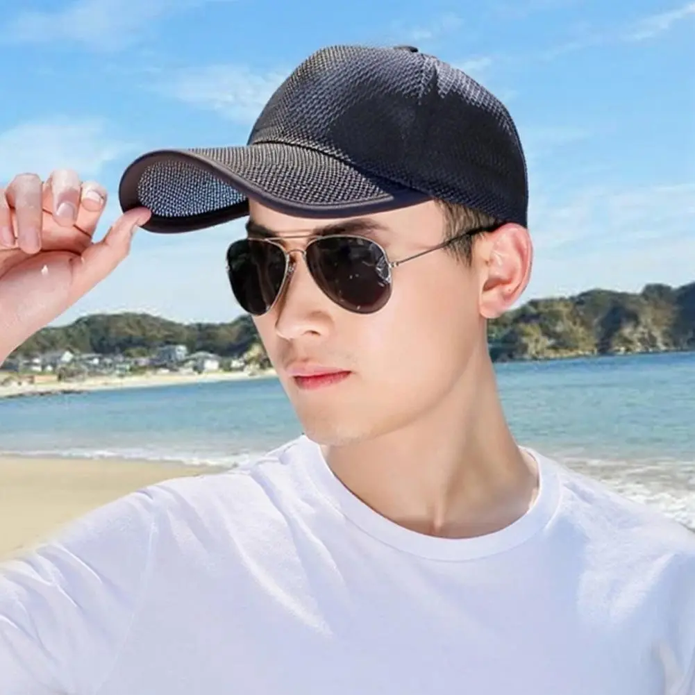 Sweating Cap Stylish Men's Adjustable Baseball Hat for Sunshade Outdoor Activities Versatile Upright Brim Casual Cap for Cycling