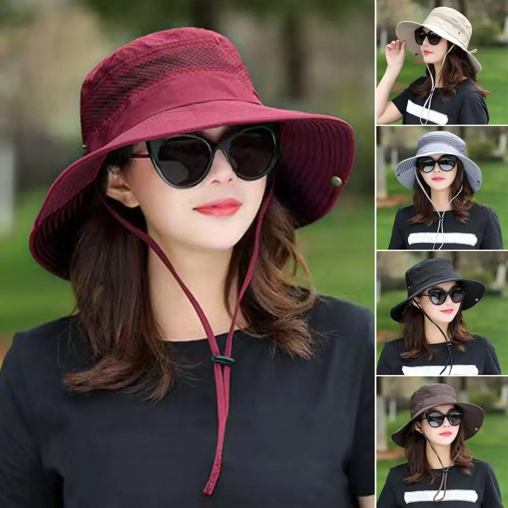 Comfortable Outdoor Hat Breathable Mesh Sun Hat with Adjustable Drawstring for Outdoor Climbing Fishing Wide Brim for Ultimate