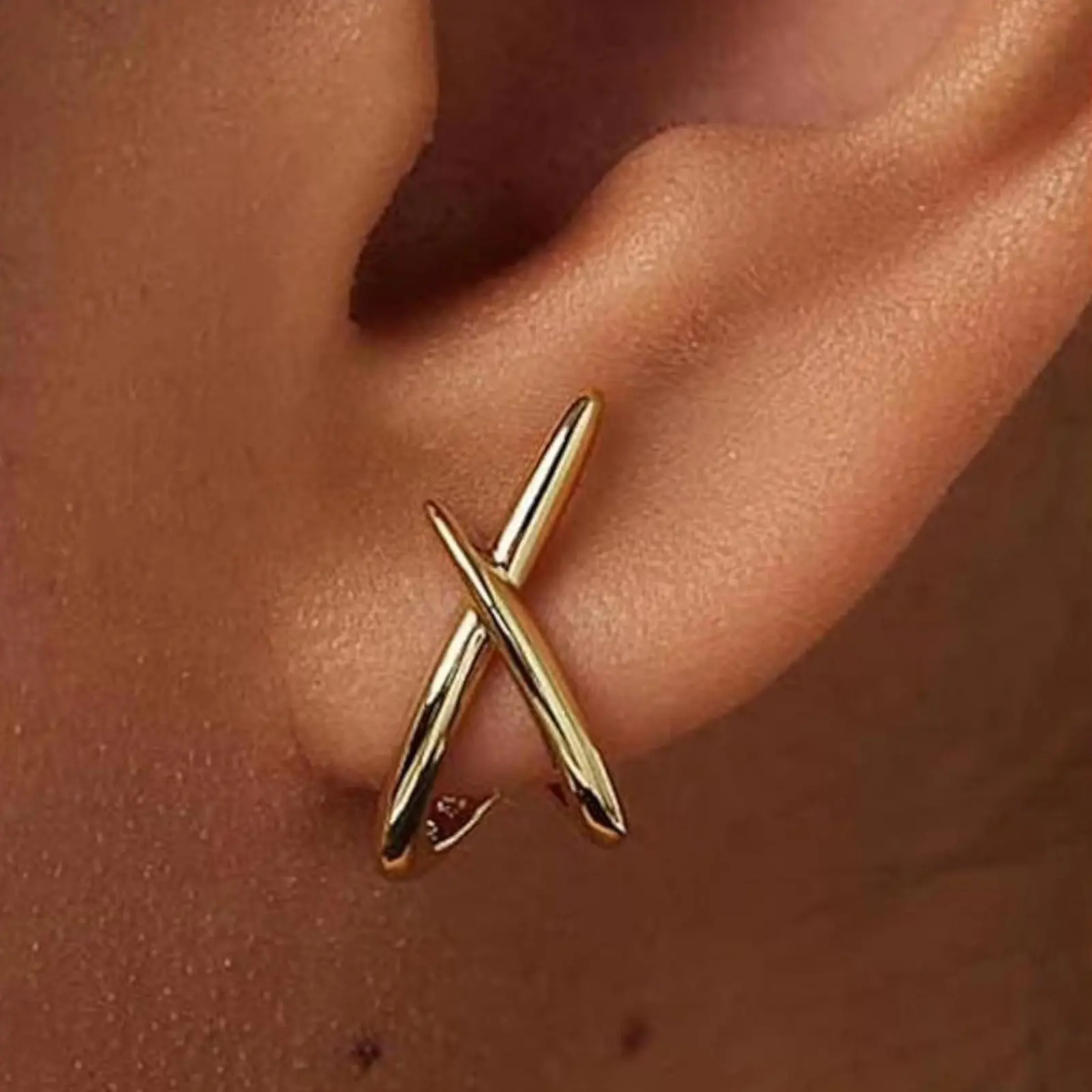 Fashion Silver Color Cross Stud Earrings for Women Girls Korean Dainty Simple Minimalist Lady Earrings Jewelry Gifts