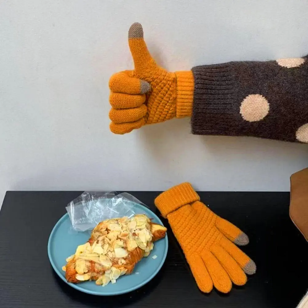 Touchscreen Compatible Gloves Women's Thermal Knit Fleece Lined Winter Gloves Touch Screen Elastic Warm for Cold for Winter