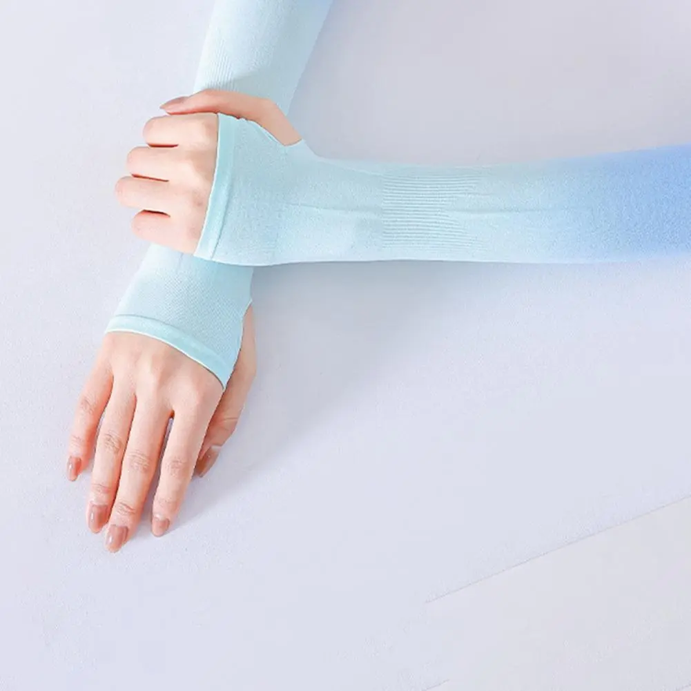 Ice Silk Arm Covers Gradient Color Uv Protection Arm Sleeves for Outdoor Sports Cycling Breathable Ice for Driving for Summer