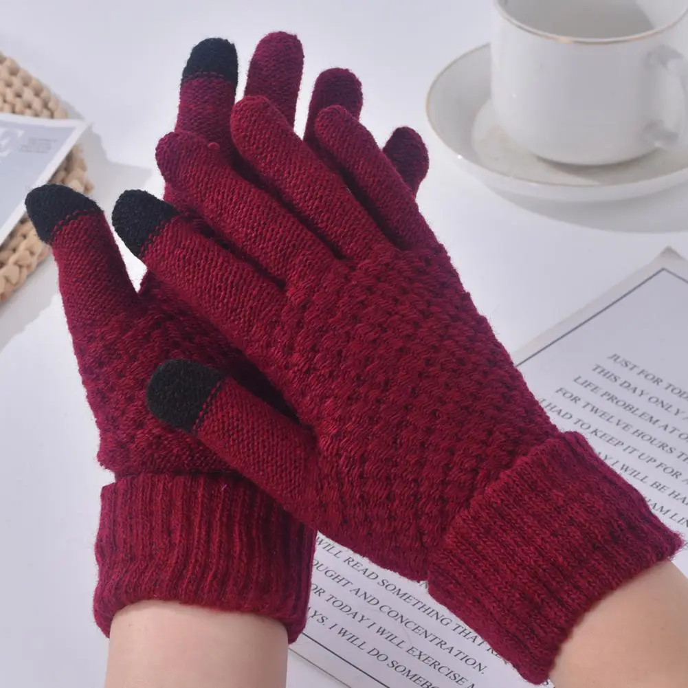 Touchscreen Compatible Gloves Women's Thermal Knit Fleece Lined Winter Gloves Touch Screen Elastic Warm for Cold for Winter
