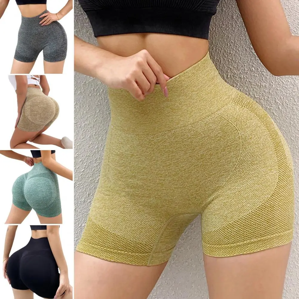 Summer High Waisted Yoga Shorts Fashionable and Sexy Running Fitness Pants Solid Color Yoga Leggings