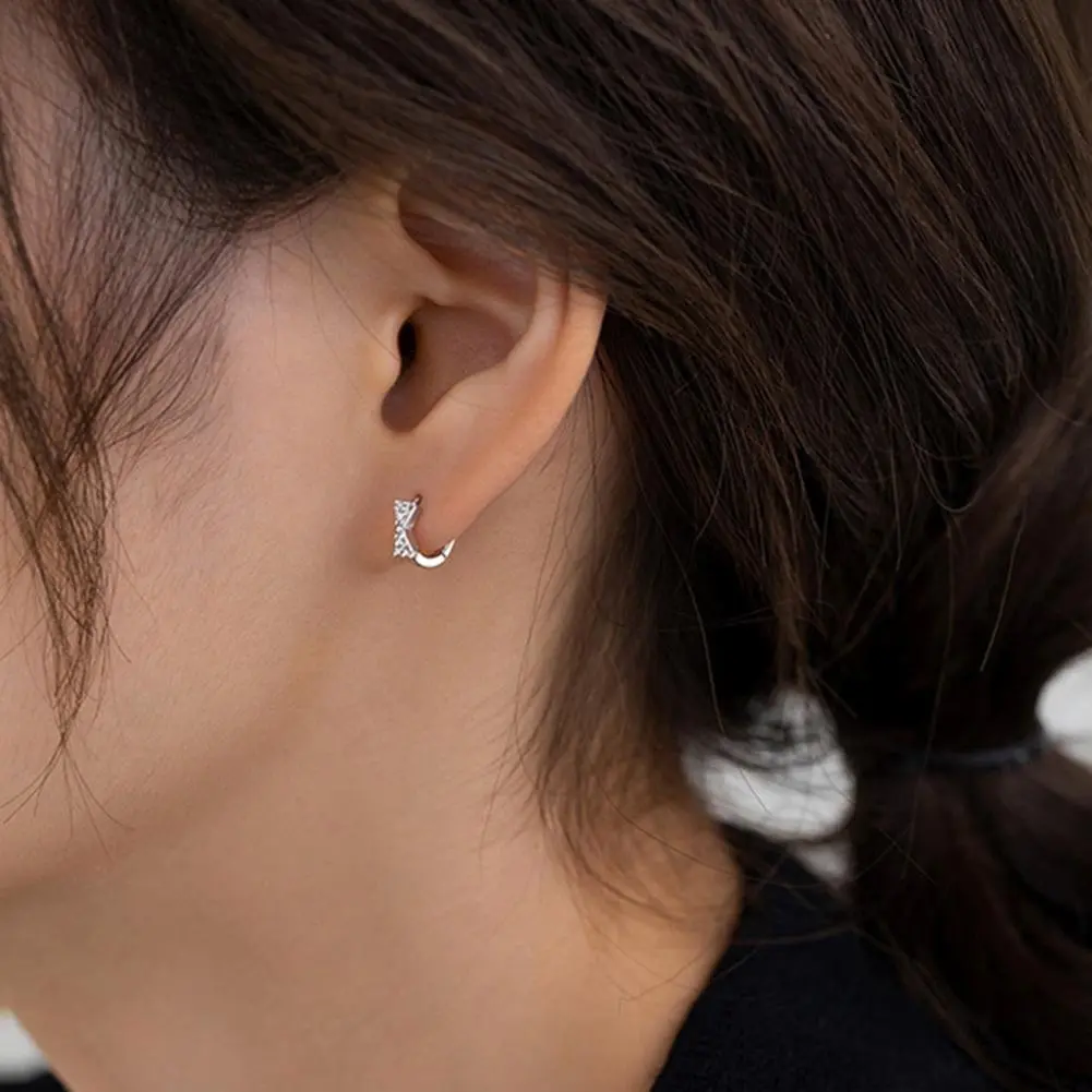 925Sterling Silver Luxury Trendy Blue Cubic Zirconia Hoop Earrings Wedding Party Elegant Accessories for Women Jewelry Gift