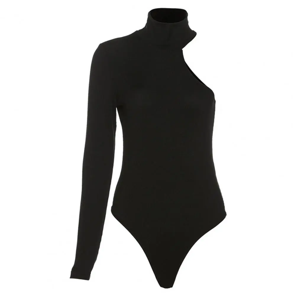 2023 Autumn Hot Sexy One Shoulder Kintted Bodysuit Women Turtleneck Black Bodysuit Ladies Skinny Bodysuit Body Femme