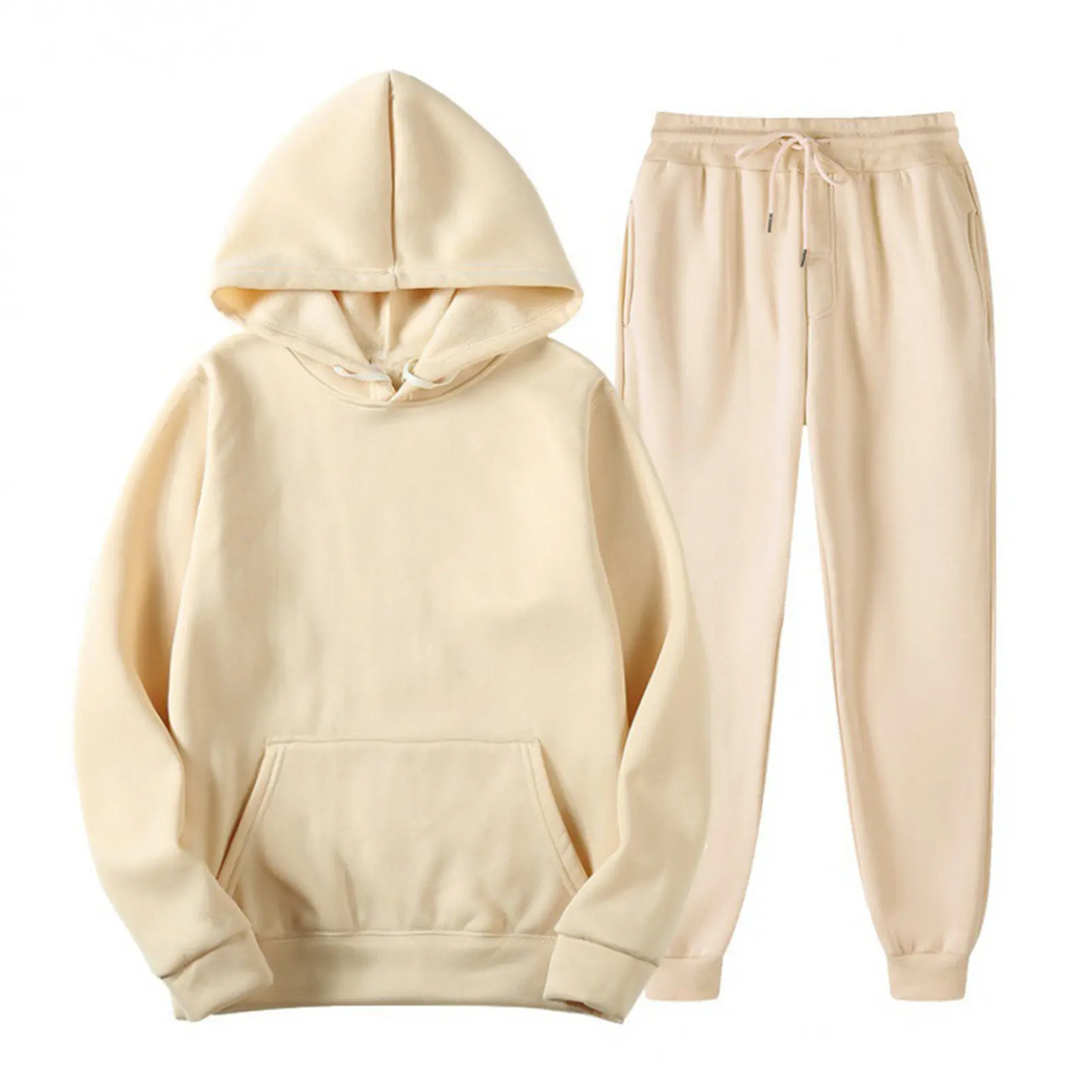 2 Pieces Female Suit Set Tracksuit Casual Sweatshirts Long Sleeve Hooded Tops with Pocket Pants for Spring Fall Autumn Women New
