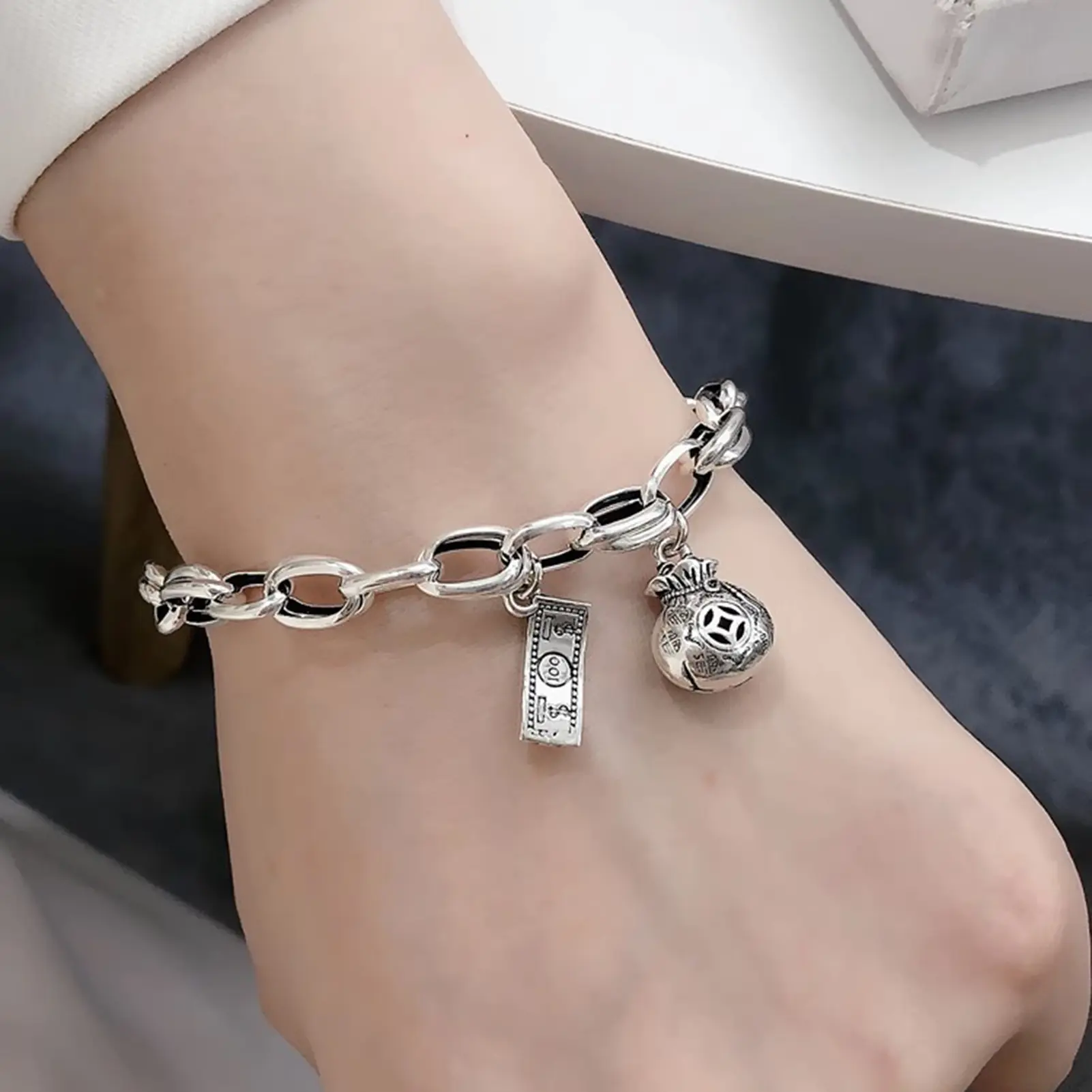 Matching bracelets stainless steel bracelet Heart Charm Bracelet Engraved Pendant Hearts Charms Jewelry woman mothers day gifts