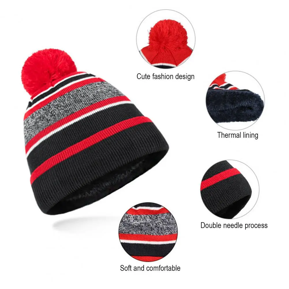 Children Weather Set Cozy Winter Kids Hat Gloves Set with Pompom Thick Fleece Lined Accessories for Weather for Boys for Kids