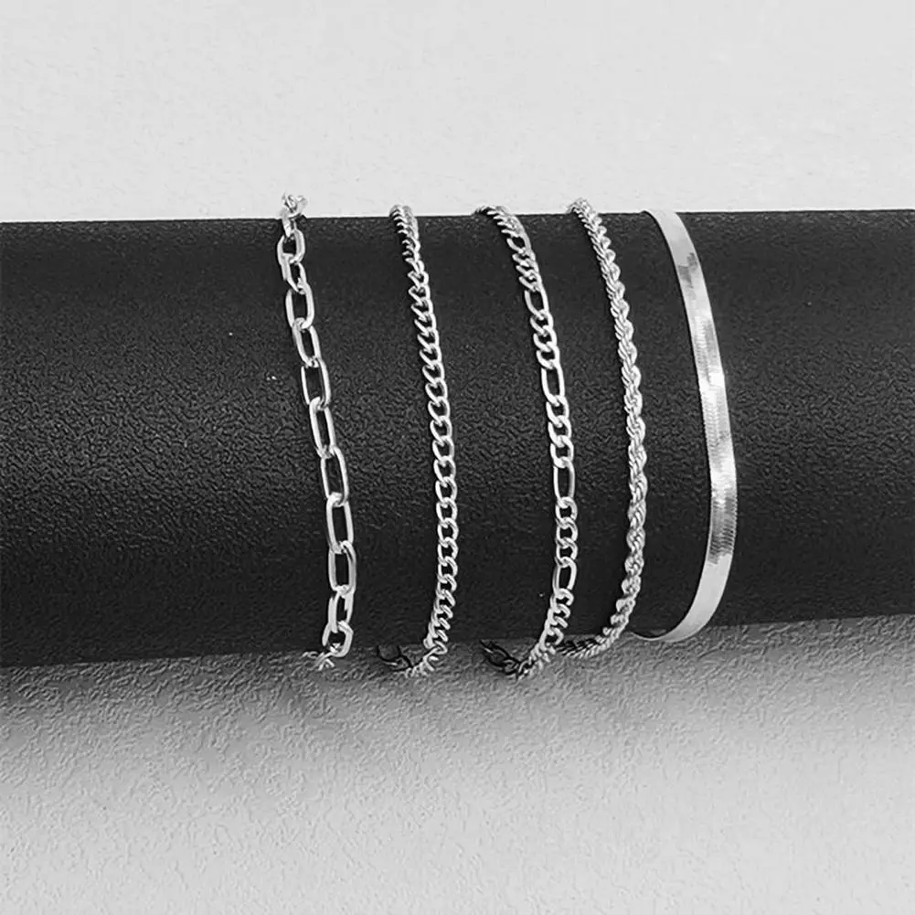 5 Pcs/Set Punk Gold Color Bracelets for Women Streetwear Goth Metal Design Open Bangle Fashion Jewelry Gifts 2025