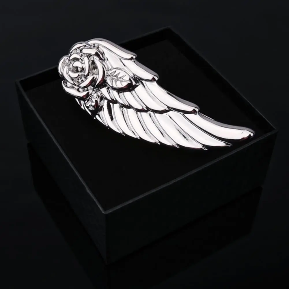Formal Attire Tie Back Elegant Rose Flower Wing Tie Clip for Men Detachable Lapel Pin for Formal Attire Commuting for Dapper