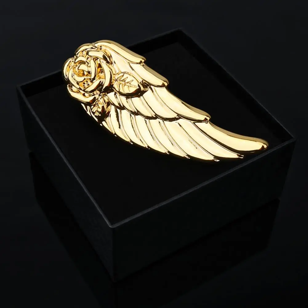 Formal Attire Tie Back Elegant Rose Flower Wing Tie Clip for Men Detachable Lapel Pin for Formal Attire Commuting for Dapper