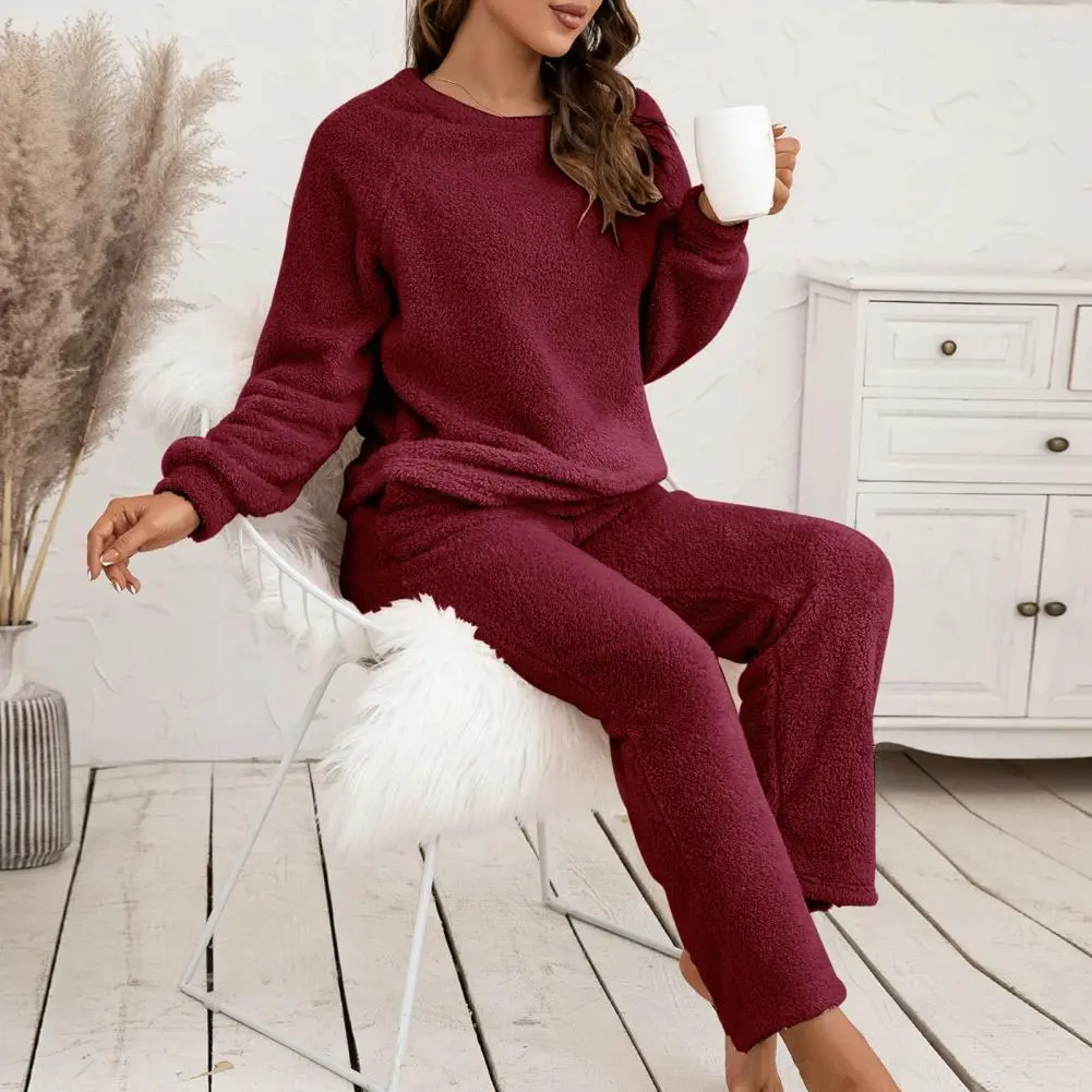 Purple Flannel Women Pajamas Sets Autumn Winter Long Sleeves Long Pants Casual Sleepwears Soft Pijamas Comfy Pyjamas Cozy