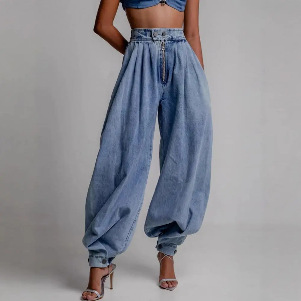 2025 Jeans Women High Waist Zipper Denim Loose Harem Trousers Jeans Female Vintage Balloon Pants Ladies Casual Denim Pants