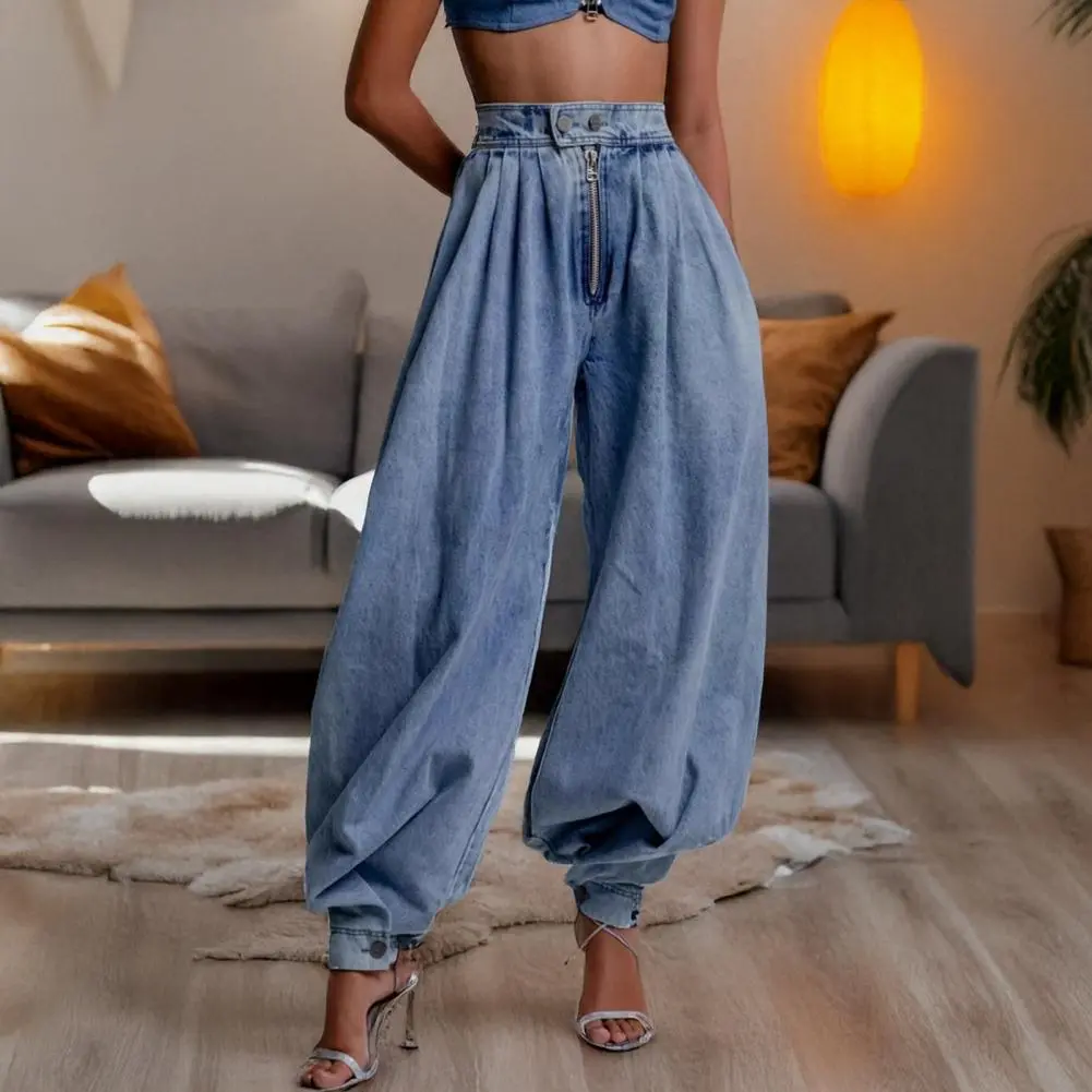 2025 Jeans Women High Waist Zipper Denim Loose Harem Trousers Jeans Female Vintage Balloon Pants Ladies Casual Denim Pants