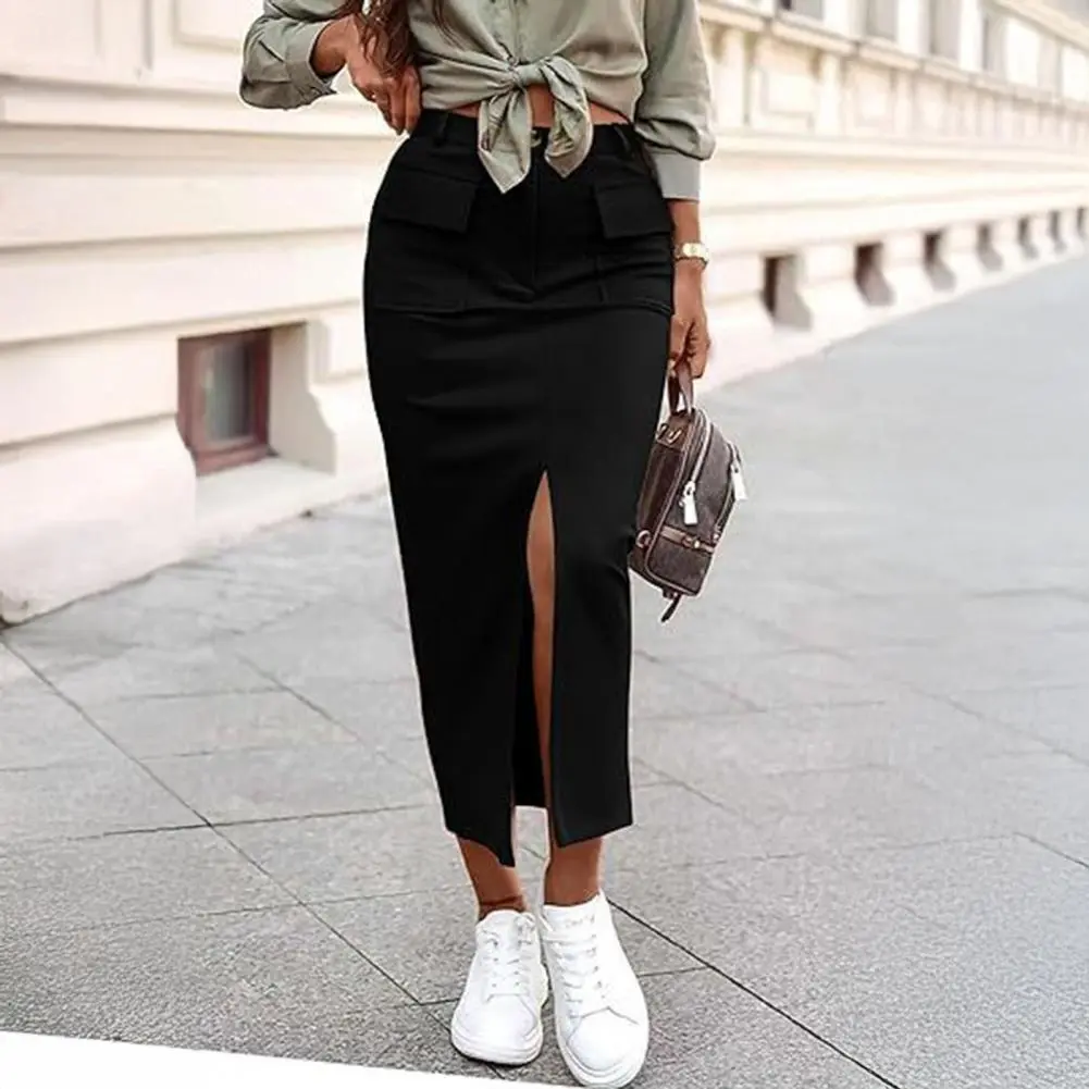 Elegant Black Trumpet Skirts Fashion Slim High Waist Skirts Women Female Solid Office Long Skirt Spring Summer