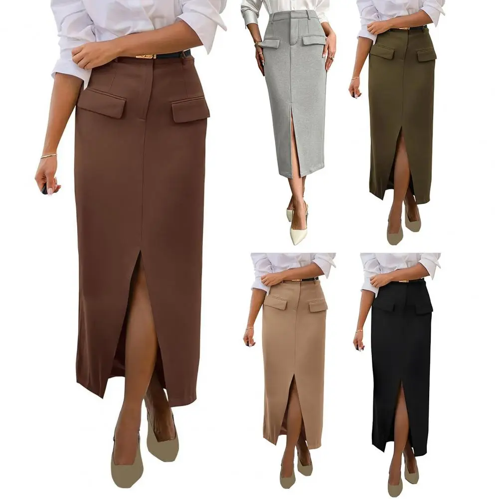 Elegant Black Trumpet Skirts Fashion Slim High Waist Skirts Women Female Solid Office Long Skirt Spring Summer